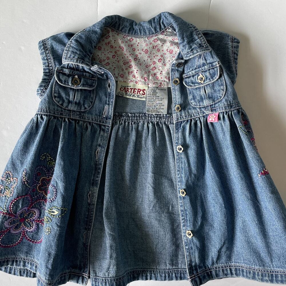 Vintage Carters Watch The Wear Denim Embroidered Dress Size 12M - Picture 5 of 10